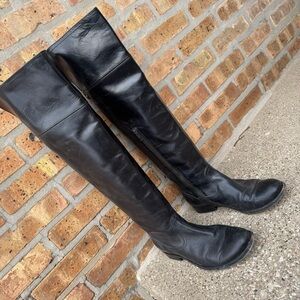 Frye Black Knee-High Leather Boots Sz 8